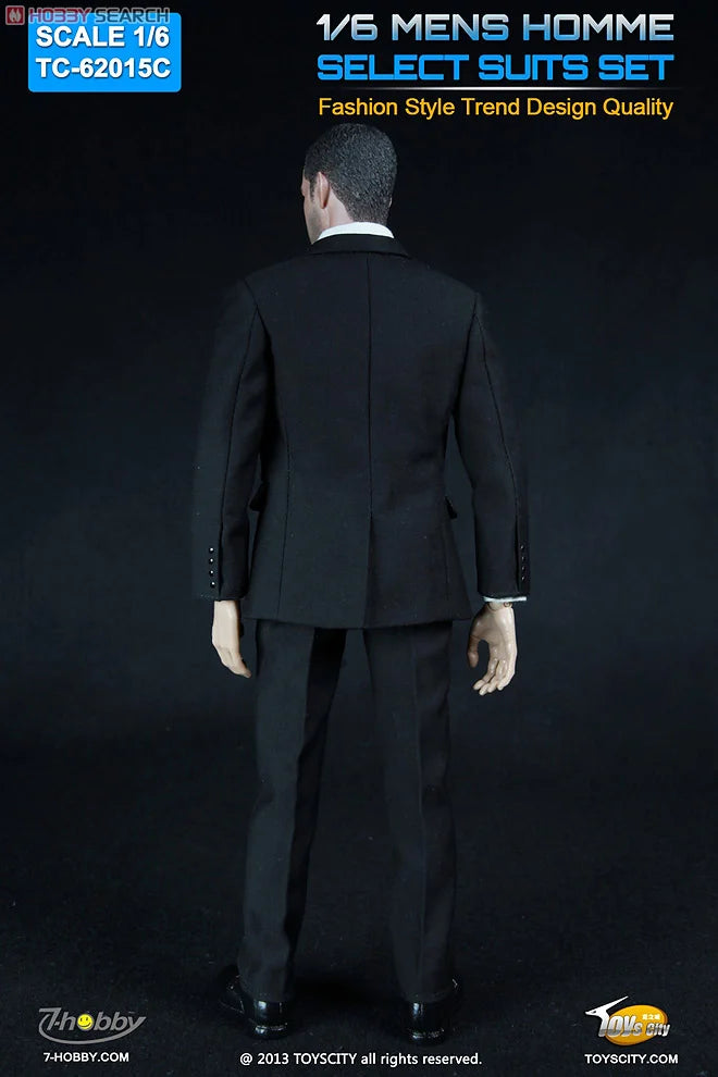 1:6 scale Toys City Mens Homme Select Suits Set in Black for 12" Figures TC-62015C