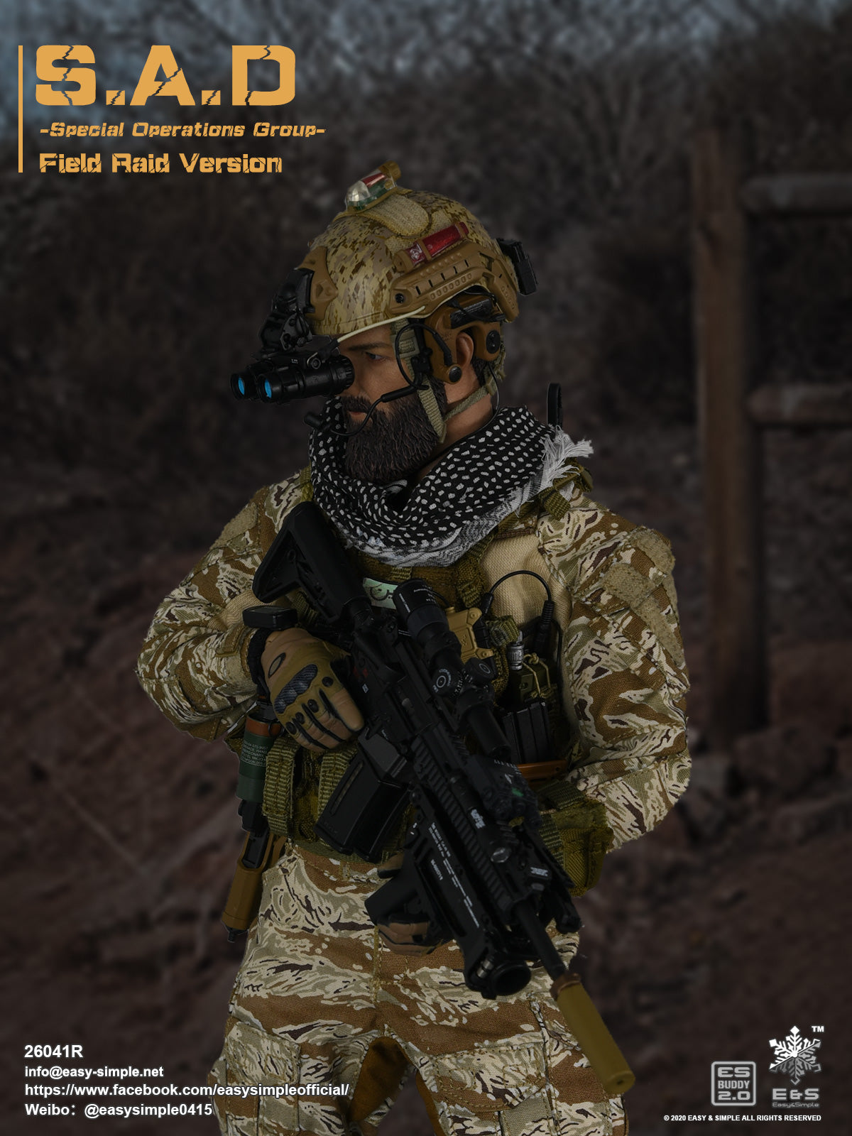 1:6 scale Easy & Simple S.A.D. Special Operations Group Field Raid Version 12" Figure 26041R