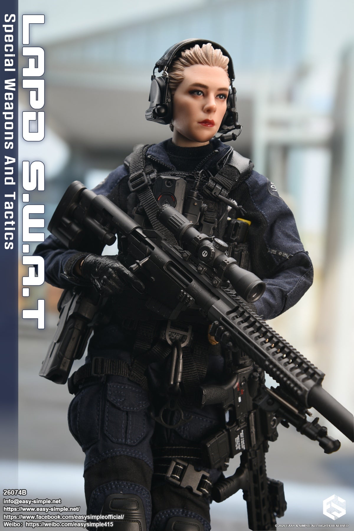 1:6 scale Easy & Simple LAPD S.W.A.T Special Weapons and Tactics 12" Female Figure 26074B (PREORDER)