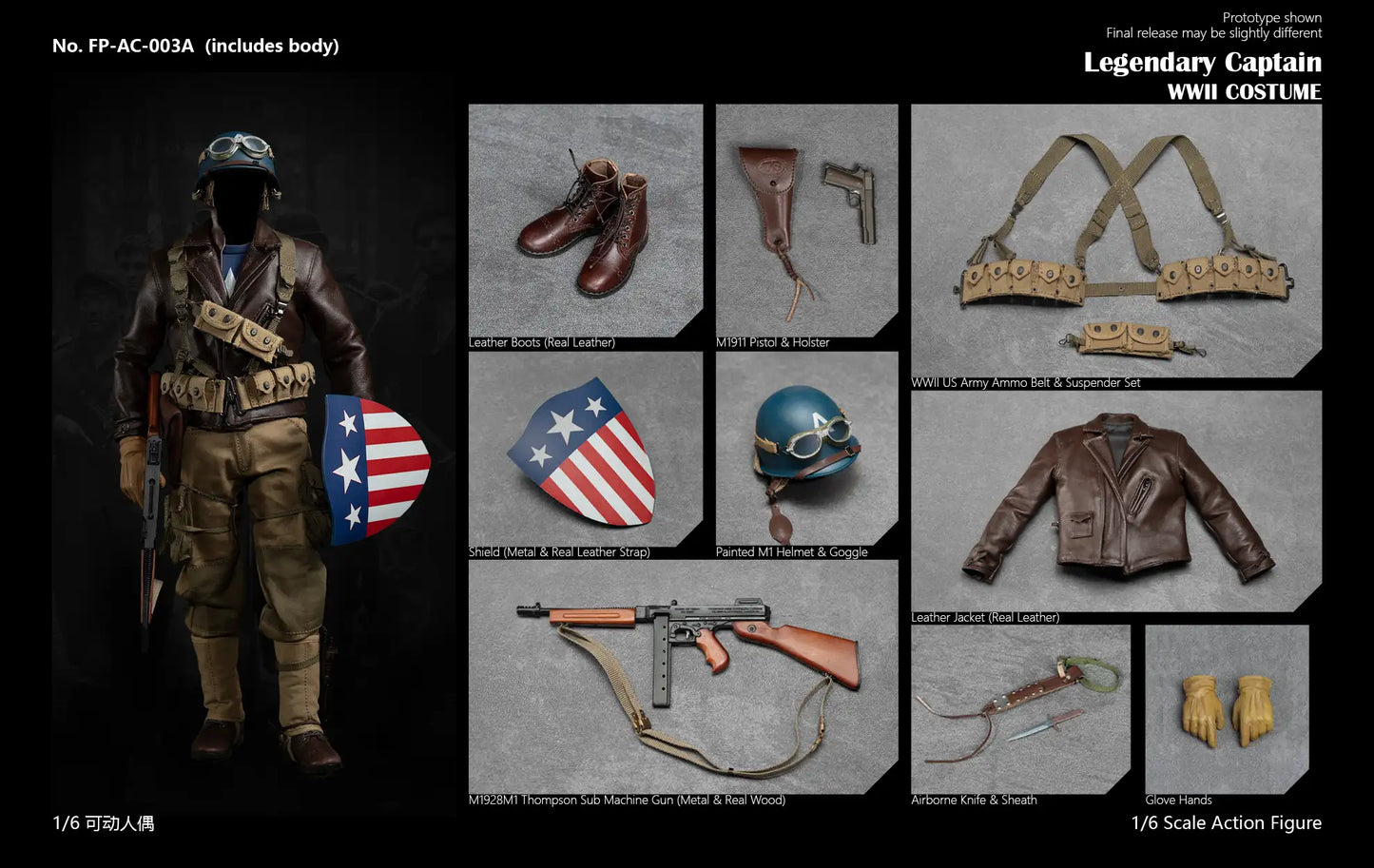 1:6 HERO TOY Legendary Captain WWII Costume Accessory Set with Body (Standard Edition) AC003A (PREORDER)