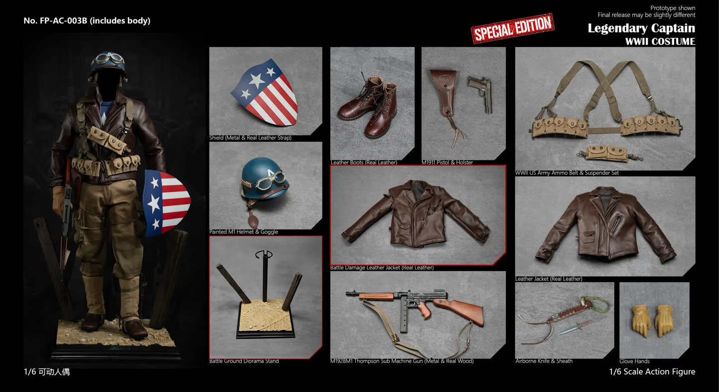 1:6 HERO TOY Legendary Captain WWII Costume Accessory Set with Body (Special Edition) AC003B (PREORDER)