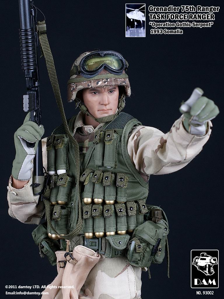 1:6 DamToys Task Force Ranger Grenadier Male Head Sculpt for 12" Figures
