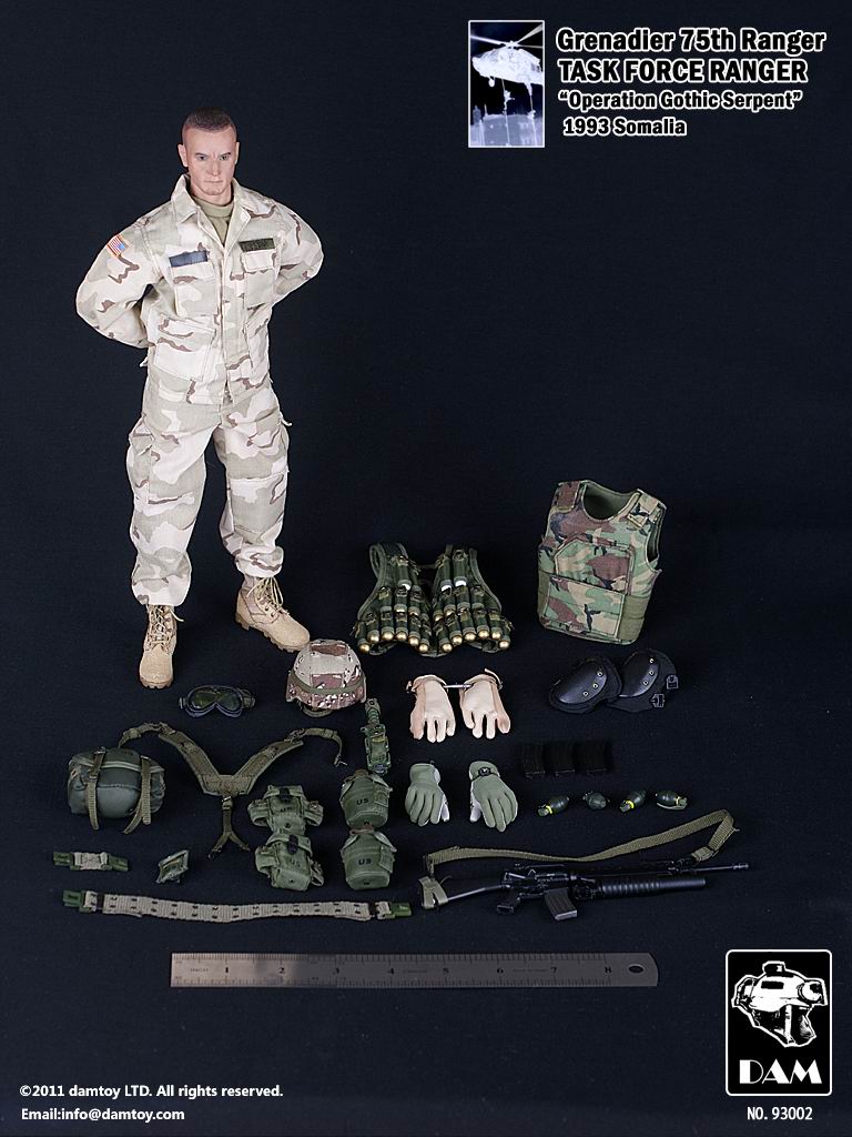1:6 DamToys Task Force Ranger Grenadier Male Head Sculpt for 12" Figures
