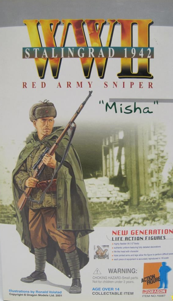 1:6 scale Dragon WWII Soviet Sniper Misha Male Head Sculpt for 12" Figures