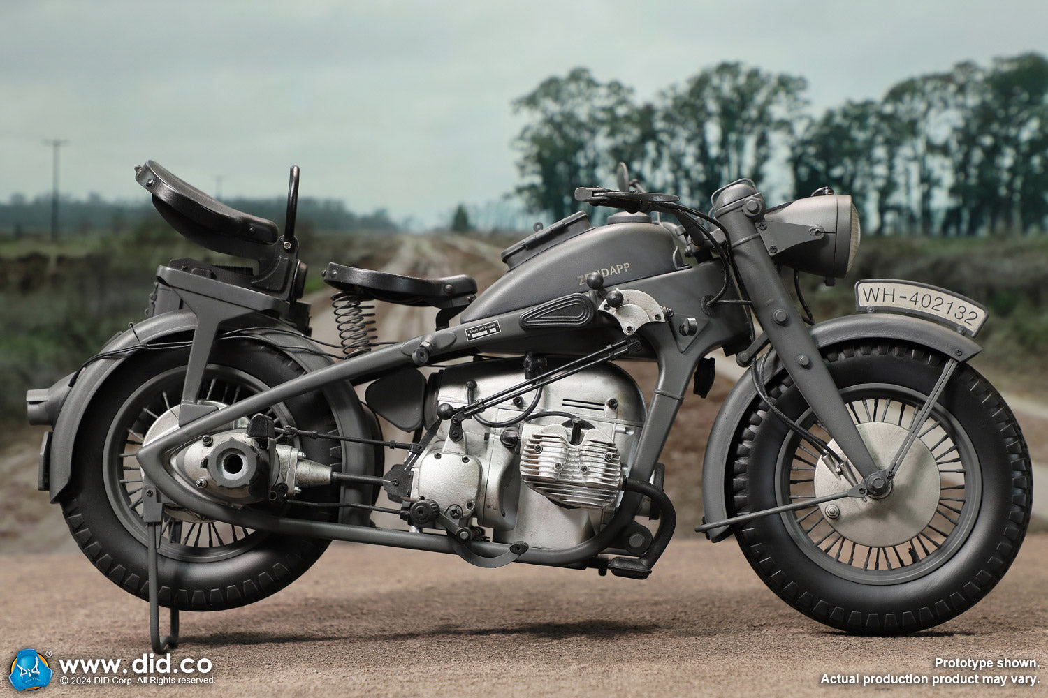 1:6 scale WWII German Zündapp KS 750 Motorcycle with Sidecar (Grey