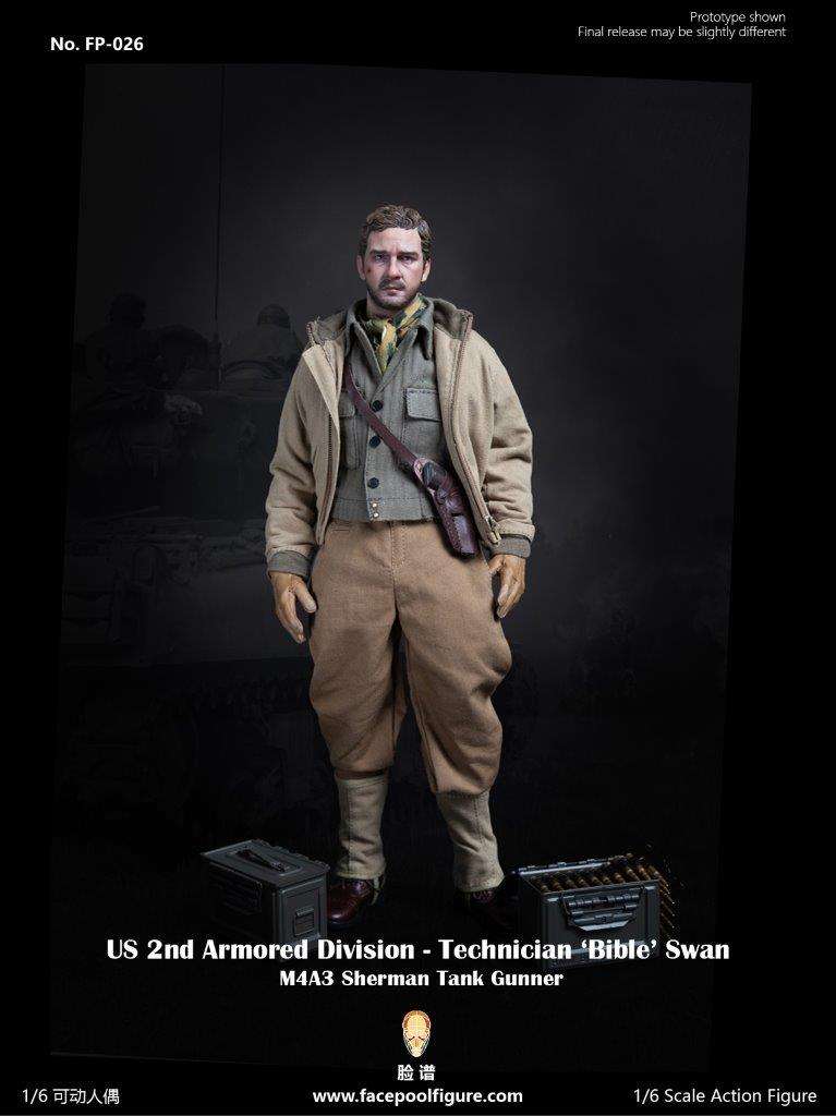 1:6  scale FacePool US 2nd Armored Division Technician Sherman Tank Gunner Special Edition 12" Figure FP026B (PREORDER)