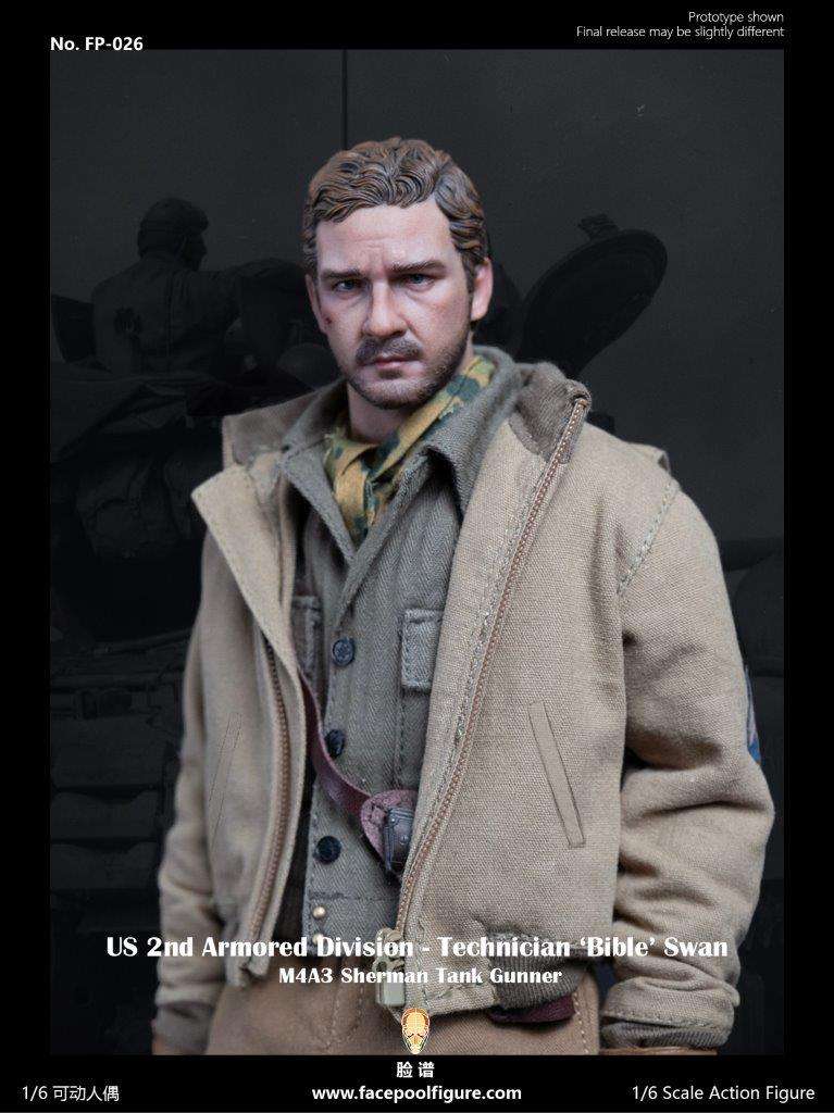 1:6  scale FacePool US 2nd Armored Division Technician Sherman Tank Gunner Special Edition 12" Figure FP026B (PREORDER)