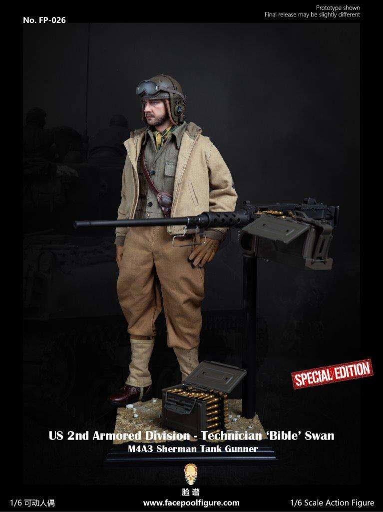 1:6  scale FacePool US 2nd Armored Division Technician Sherman Tank Gunner Special Edition 12" Figure FP026B (PREORDER)