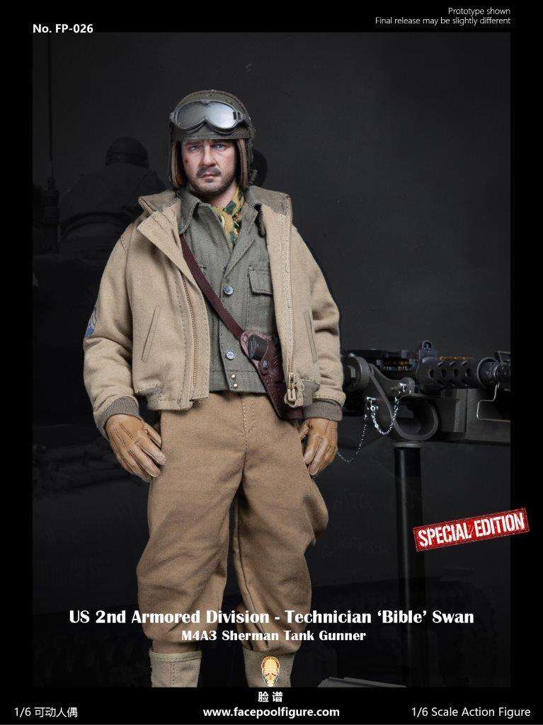 1:6  scale FacePool US 2nd Armored Division Technician Sherman Tank Gunner Special Edition 12" Figure FP026B (PREORDER)