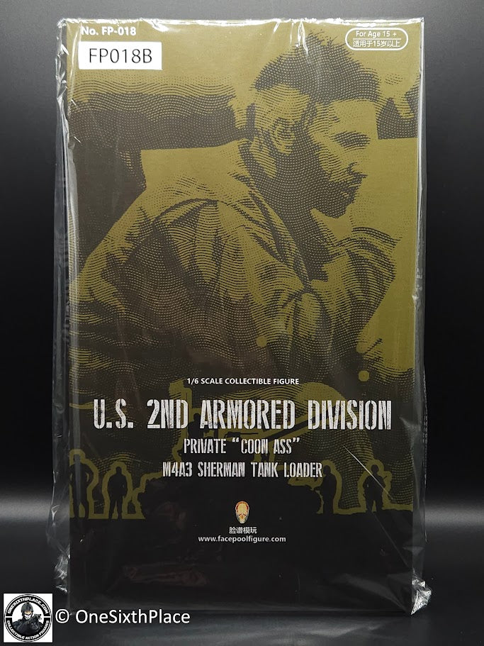 1:6 WWII US 2nd Armored Division Private First Class Tank Loader "Coon Ass" DELUXE VERSION 12" Figure FP018B
