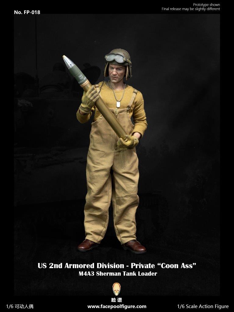 1:6 WWII US 2nd Armored Division Private First Class Tank Loader "Coon Ass" DELUXE VERSION 12" Figure FP018B
