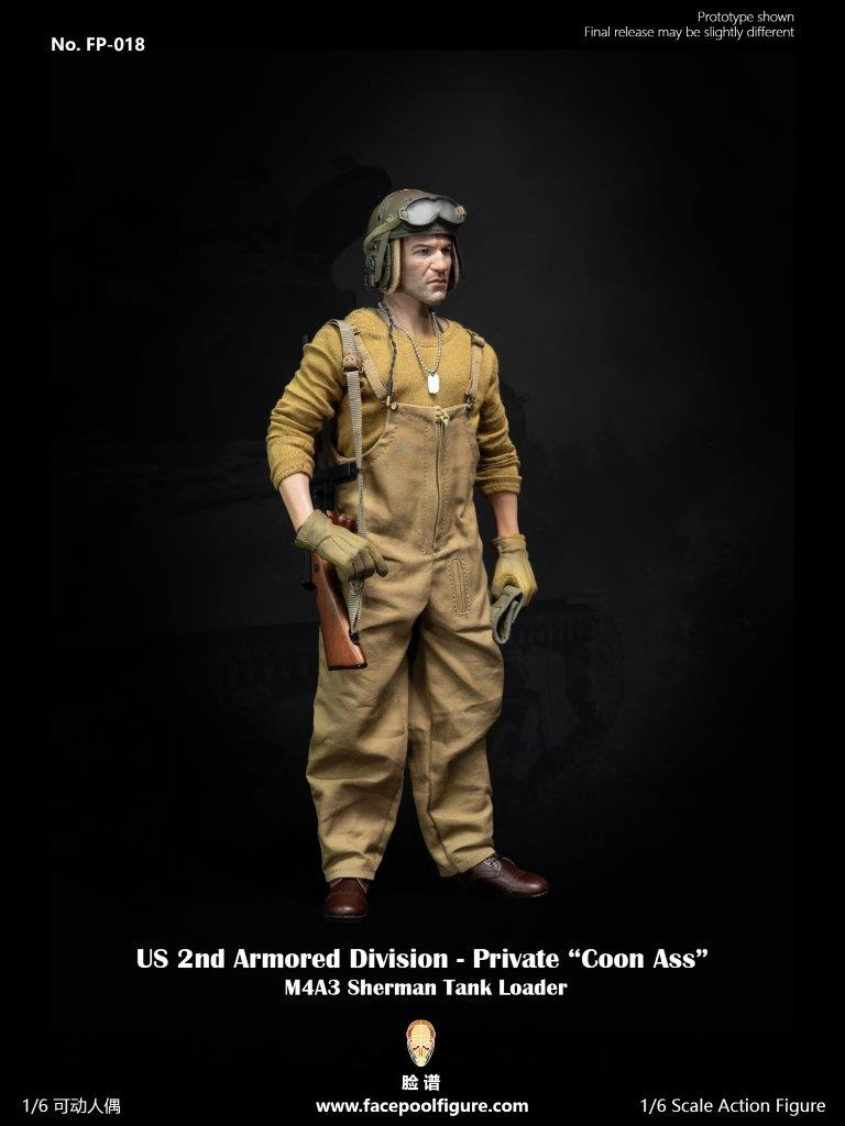 1:6 WWII US 2nd Armored Division Private First Class Tank Loader "Coon Ass" DELUXE VERSION 12" Figure FP018B
