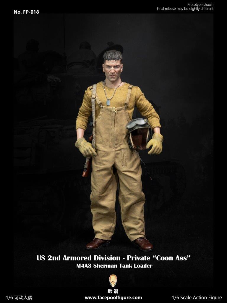 1:6 WWII US 2nd Armored Division Private First Class Tank Loader "Coon Ass" DELUXE VERSION 12" Figure FP018B