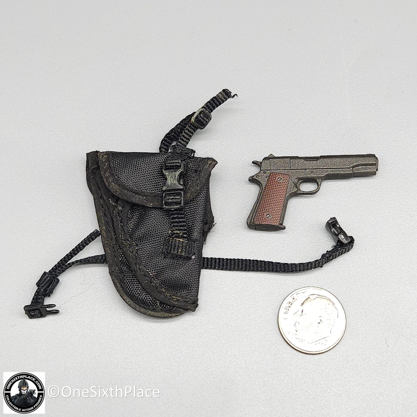 1:6 scale Toy Soldier Delta Force Custom Black ABA Pistol w/ Holster for 12" Figures