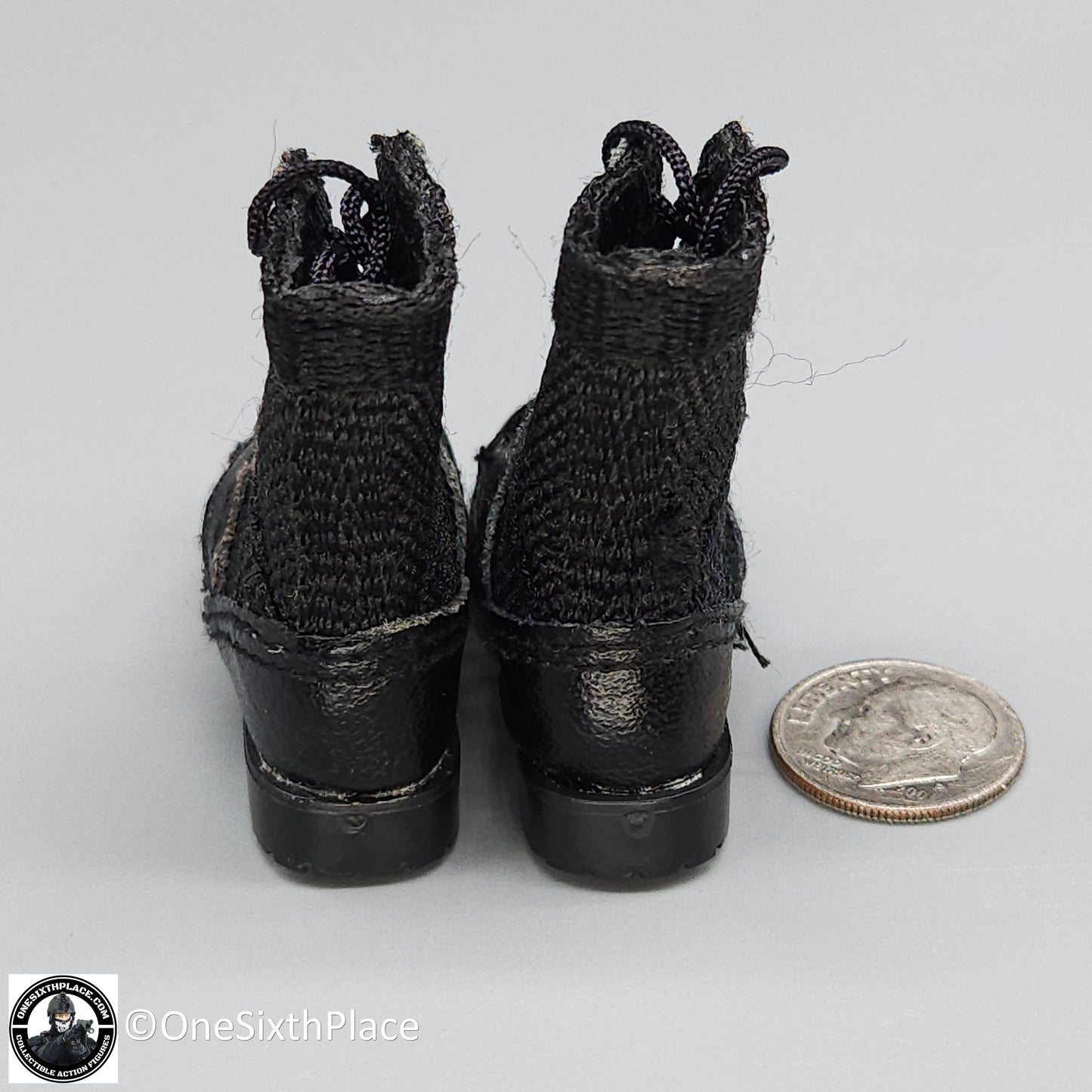 1:6 Dragon Black Cloth Danner Boots (Foot Type) for 12" Figures