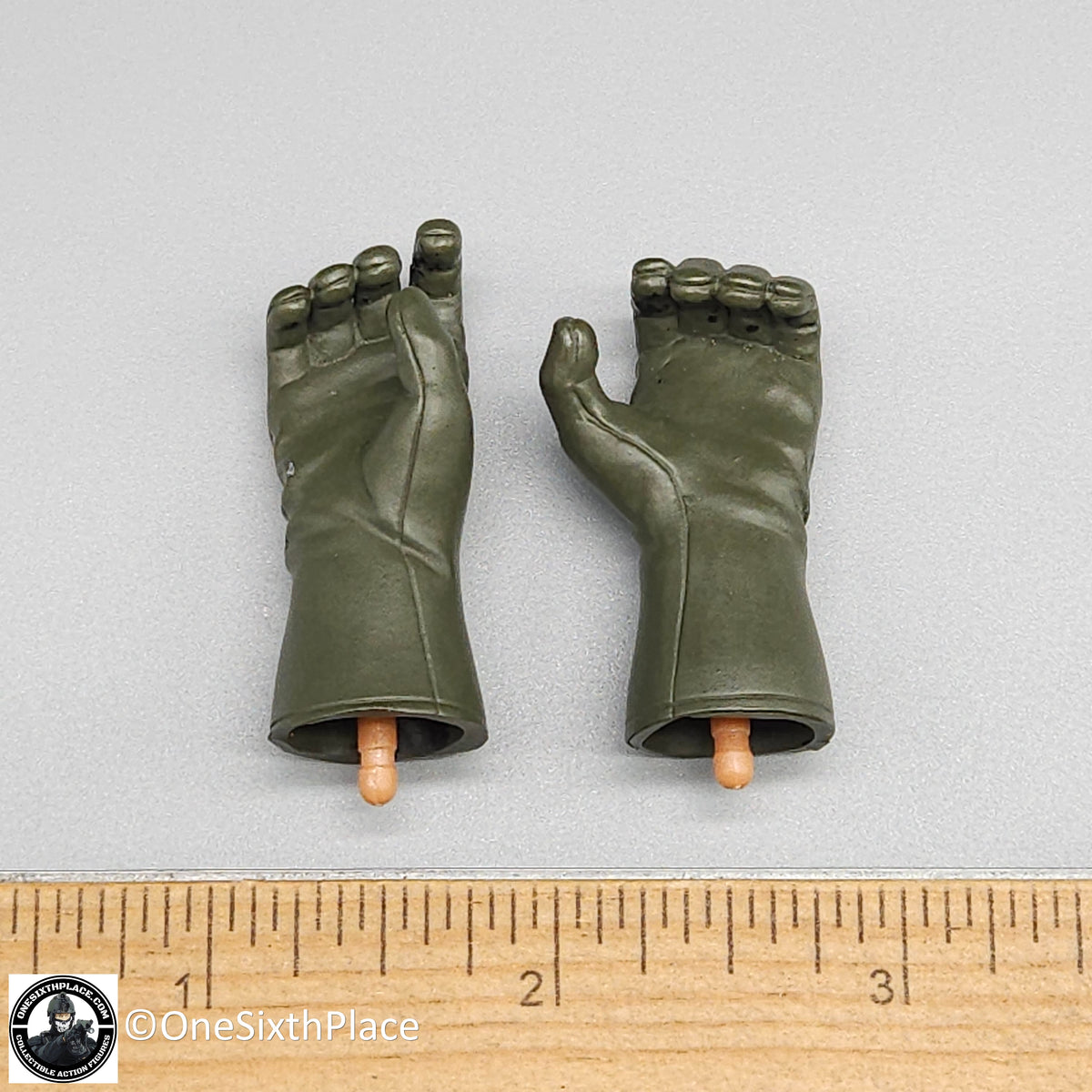 1:6 scale Dragon Green Gloved Hands for 12" Figures SEAL Pilot