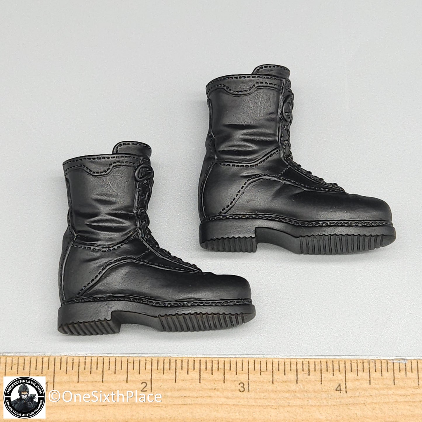 1:6 scale Dragon Navy SEAL Rick Black Combat Boots (Foot Type) for 12" Figures