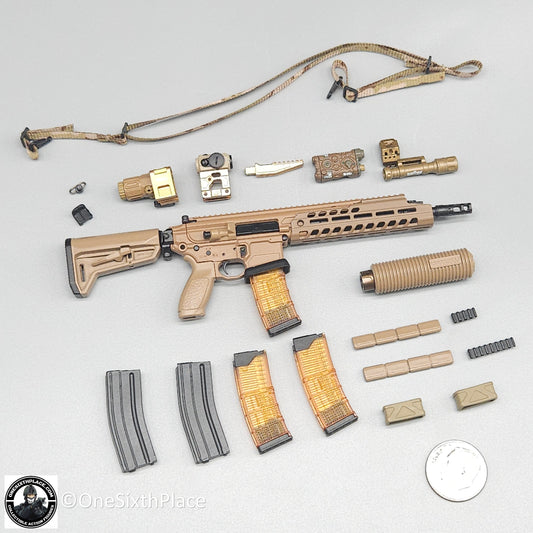 1:6 scale Easy & Simple Paramilitary Forces Operator Tan MXC Virtus Rifle Set for 12" Figures