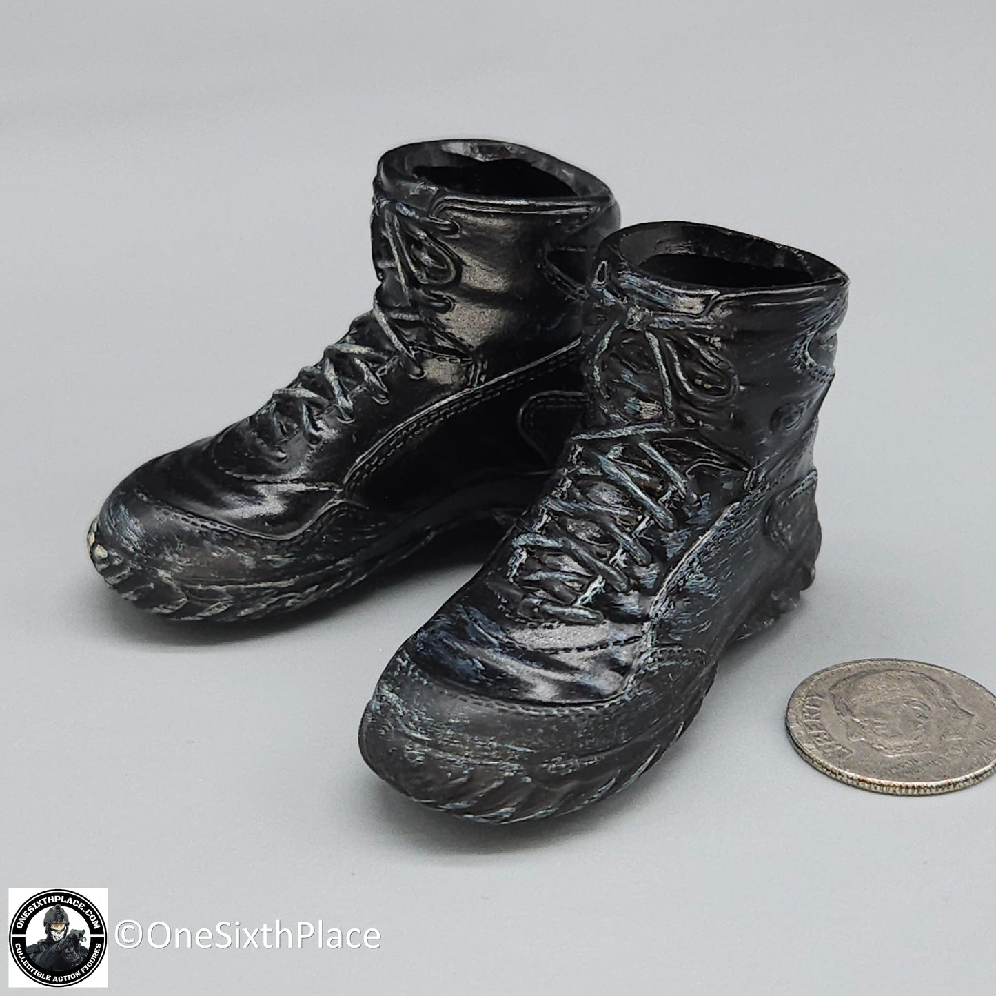 1:6 scale Very Hot Toys Black Oakley Boots (Foot Type) for 12" Figures