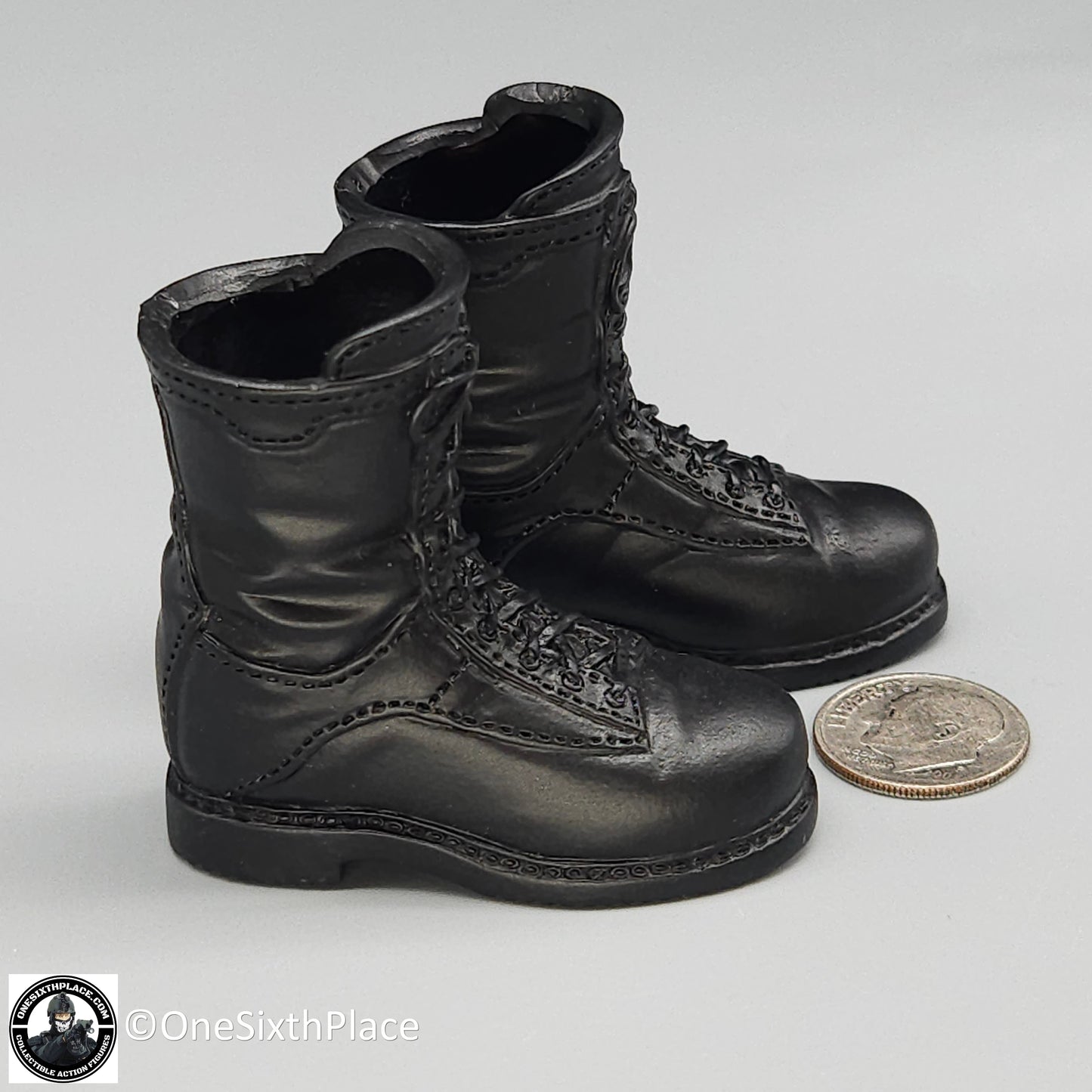 1:6 scale Dragon Navy SEAL Rick Black Combat Boots (Foot Type) for 12" Figures