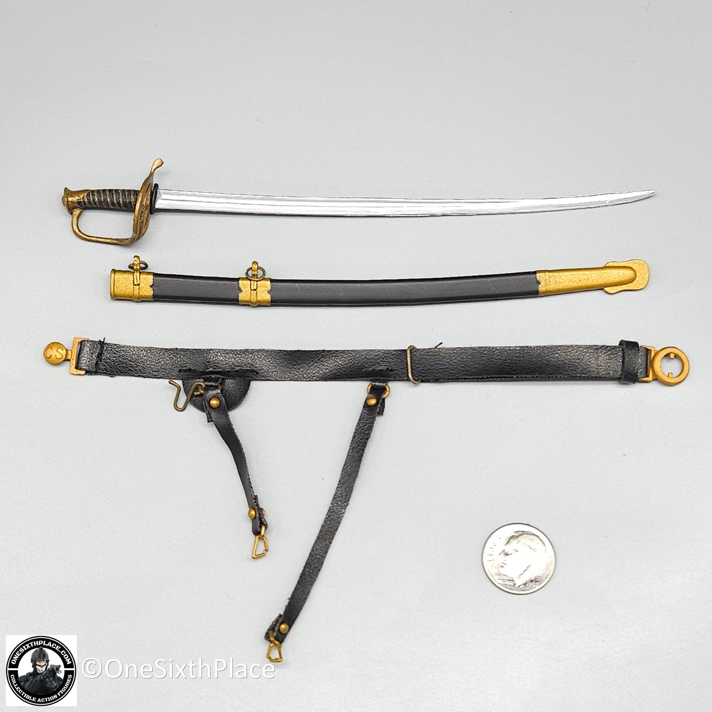 1:6 scale Sideshow Civil War Confederate Infantry Officer Sword & Saber Belt for 12" Figures