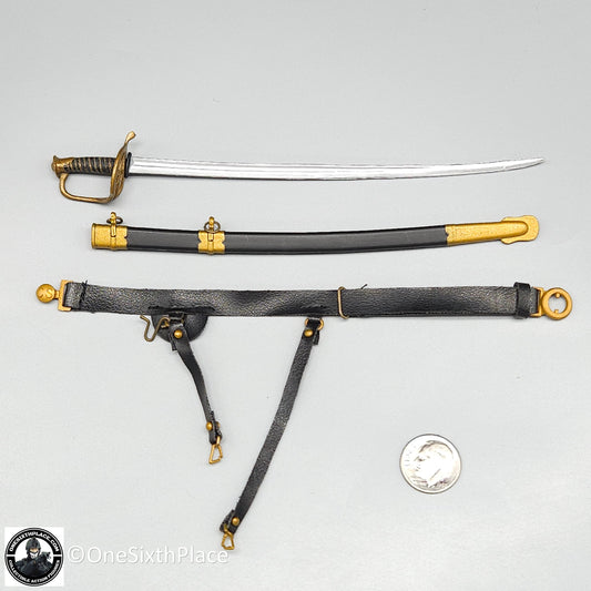 1:6 scale Sideshow Civil War Confederate Infantry Officer Sword & Saber Belt for 12" Figures