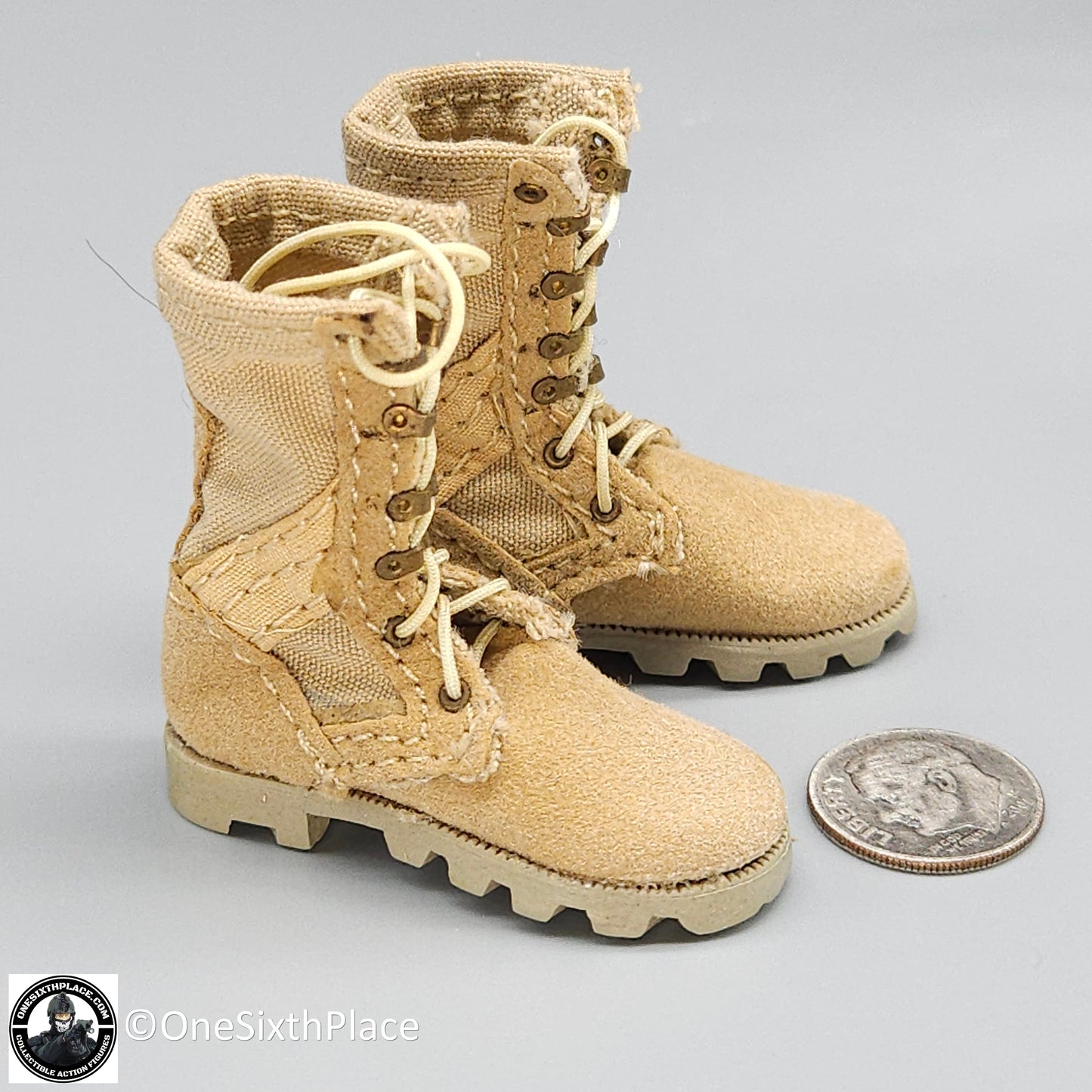 1:6 scale ACE Tan Desert Danner Boots (Foot Type) for 12" Figures