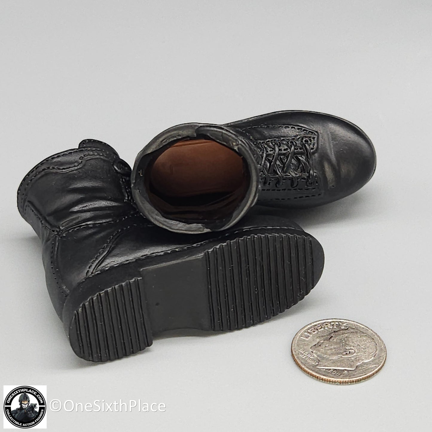 1:6 scale Dragon Navy SEAL Rick Black Combat Boots (Foot Type) for 12" Figures