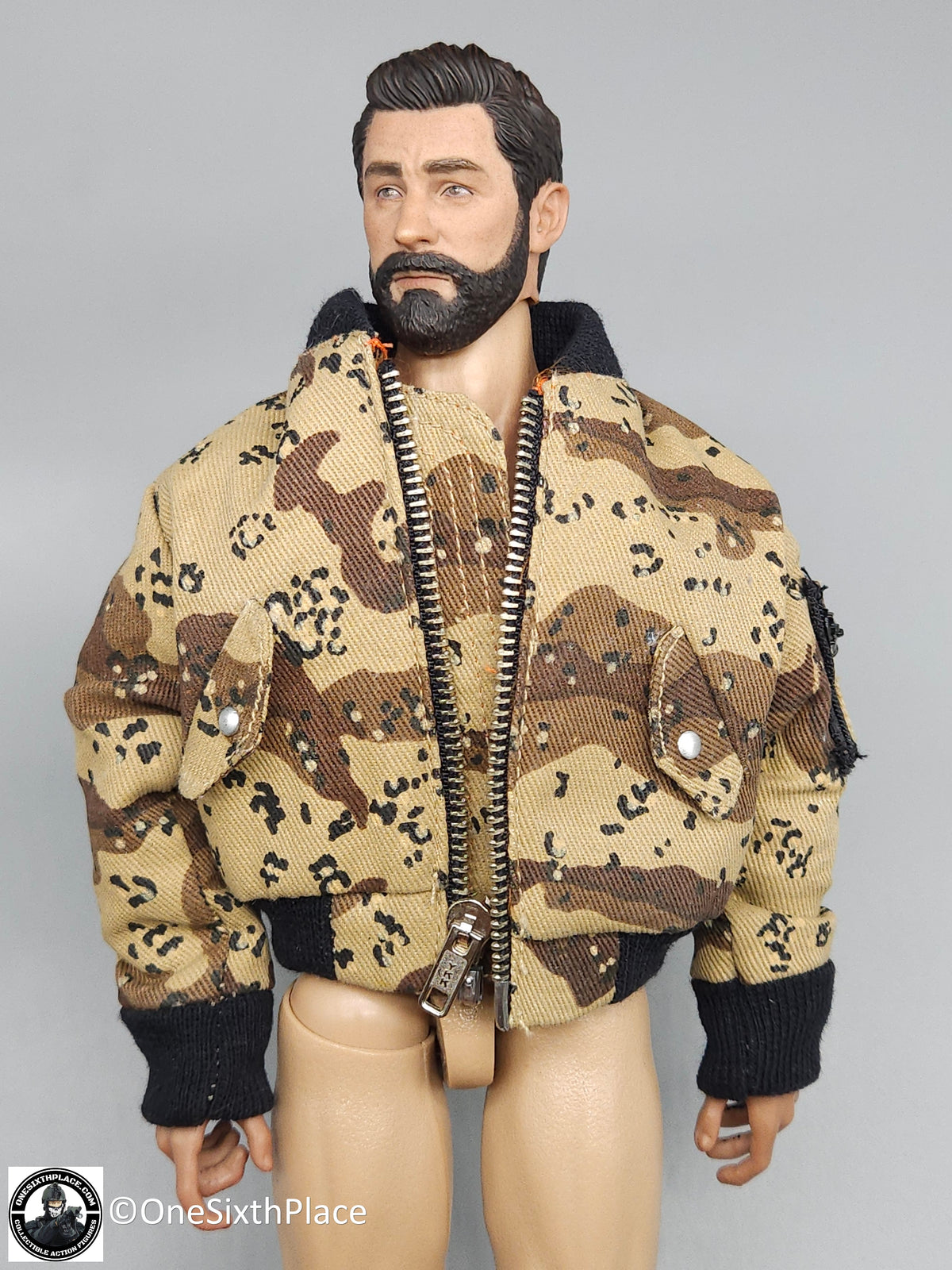 1:6 scale Desert Chocolate Chip Camo Bomber Jacket for 12" Figures