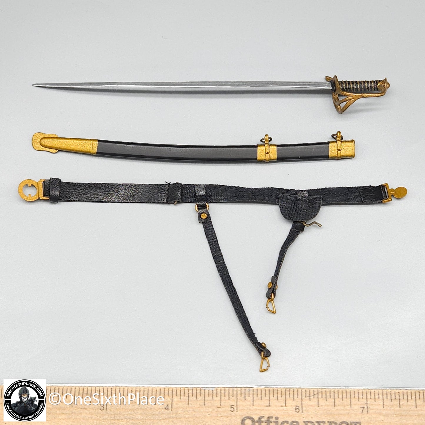 1:6 scale Sideshow Civil War Confederate Infantry Officer Sword & Saber Belt for 12" Figures