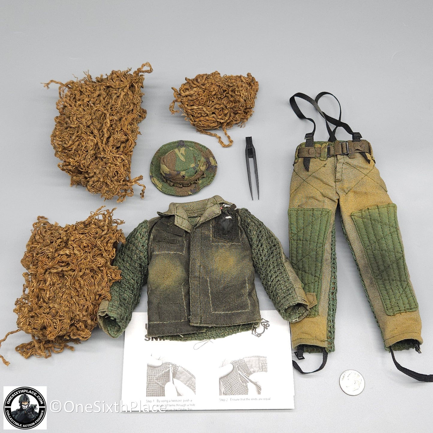 1:6 scale BBI USMC Sniper Snake Ghillie Suit w/ Hat for 12" Figures