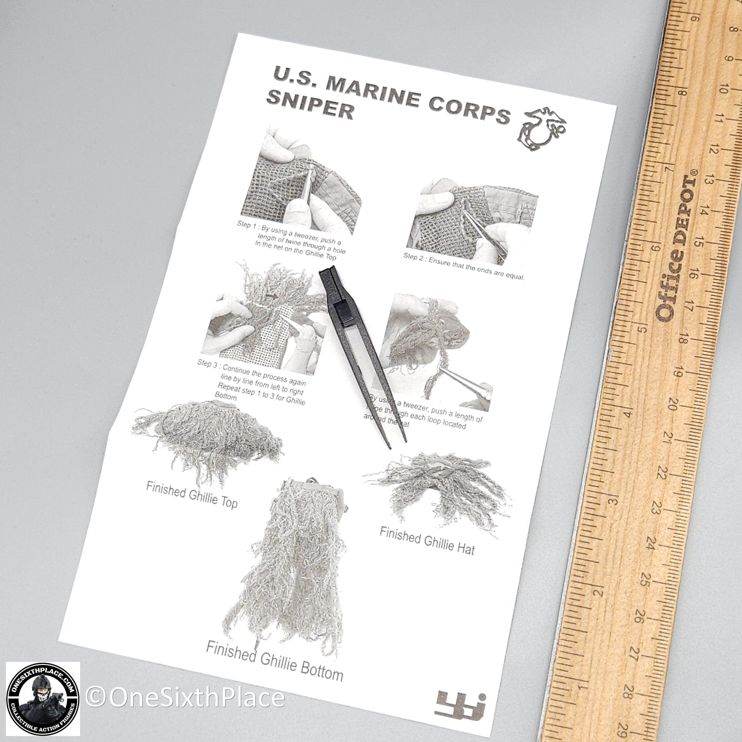 1:6 scale BBI USMC Sniper Snake Ghillie Suit w/ Hat for 12" Figures