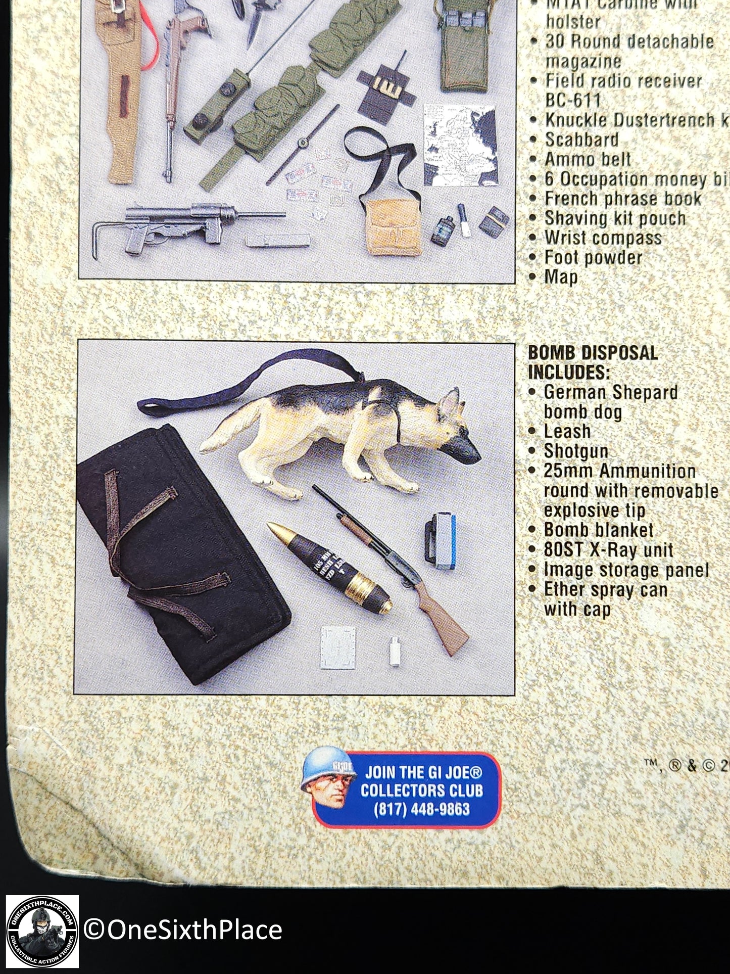 1:6 scale Hasbro GI Joe Bomb Disposal Battle Gear With German Shepherd Dog for 12" Figures