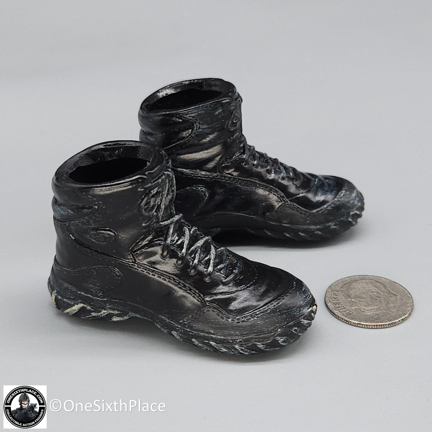 1:6 scale Very Hot Toys Black Oakley Boots (Foot Type) for 12" Figures