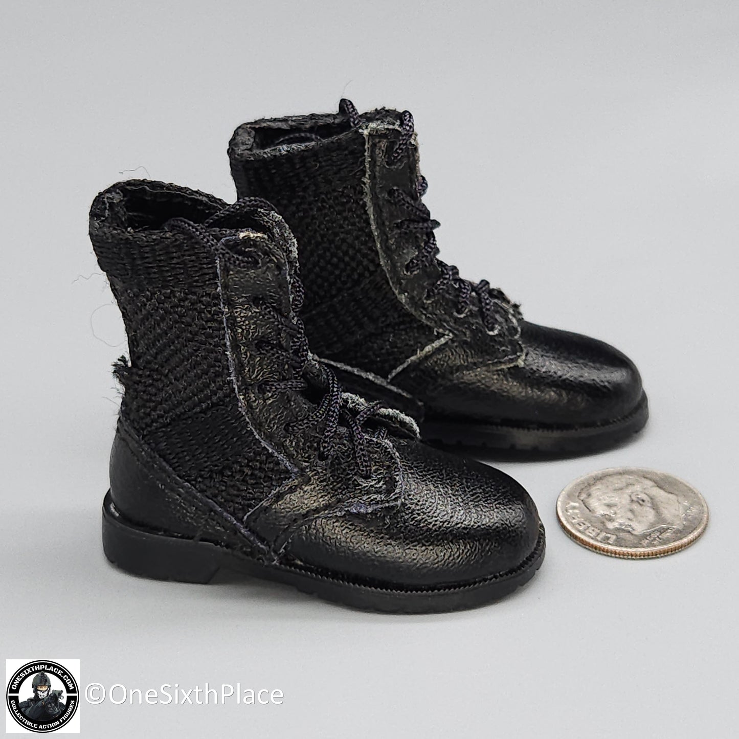1:6 Dragon Black Cloth Danner Boots (Foot Type) for 12" Figures