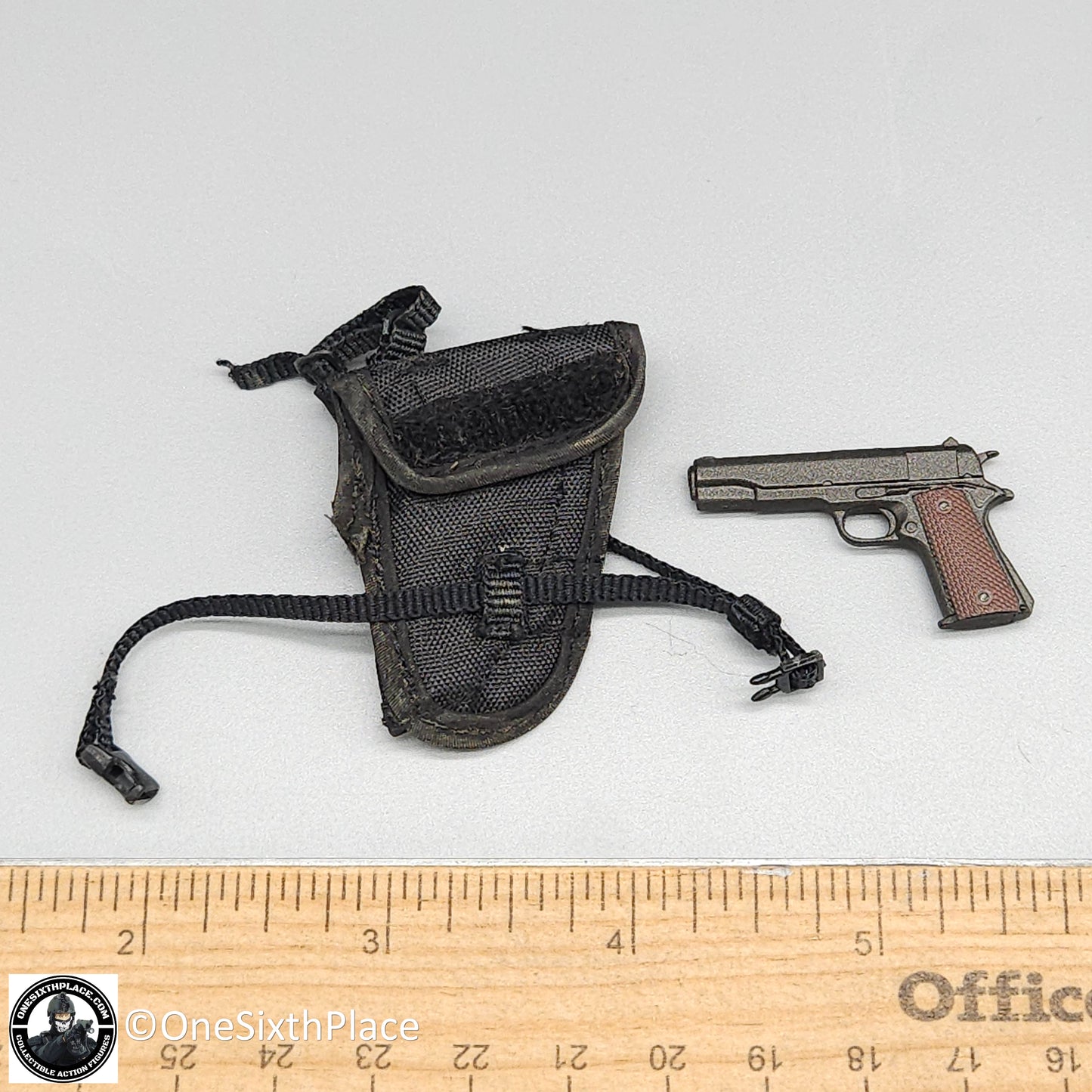 1:6 scale Toy Soldier Delta Force Custom Black ABA Pistol w/ Holster for 12" Figures