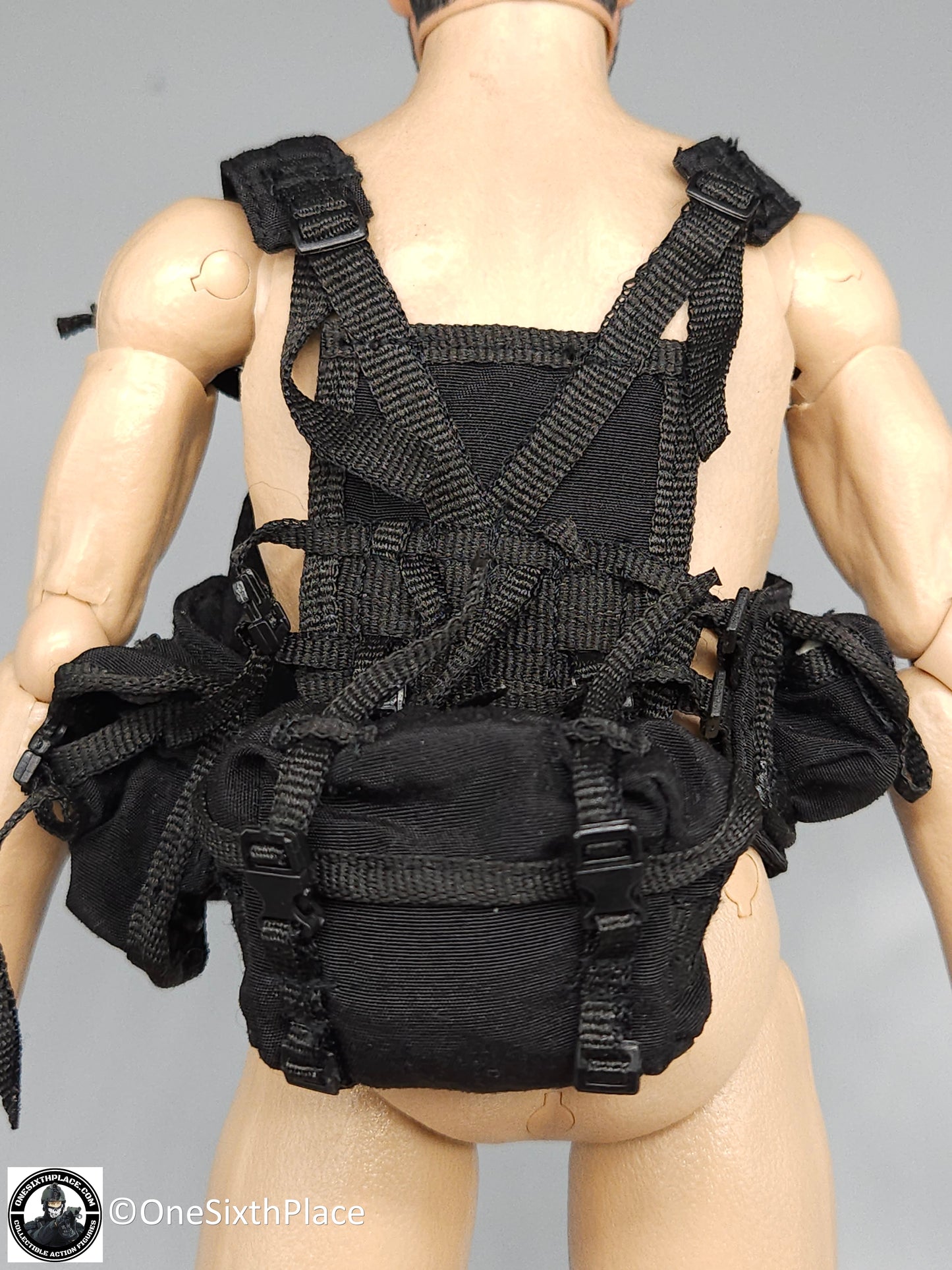1:6 scale ACE Black Delta Force BHI Chest Rig Harness w/ Butt Pack for 12" Figures