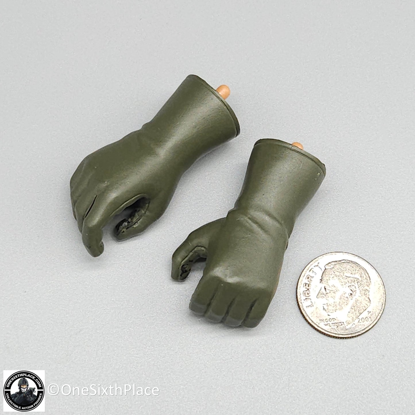 1:6 scale Dragon Green Gloved Hands for 12" Figures SEAL Pilot
