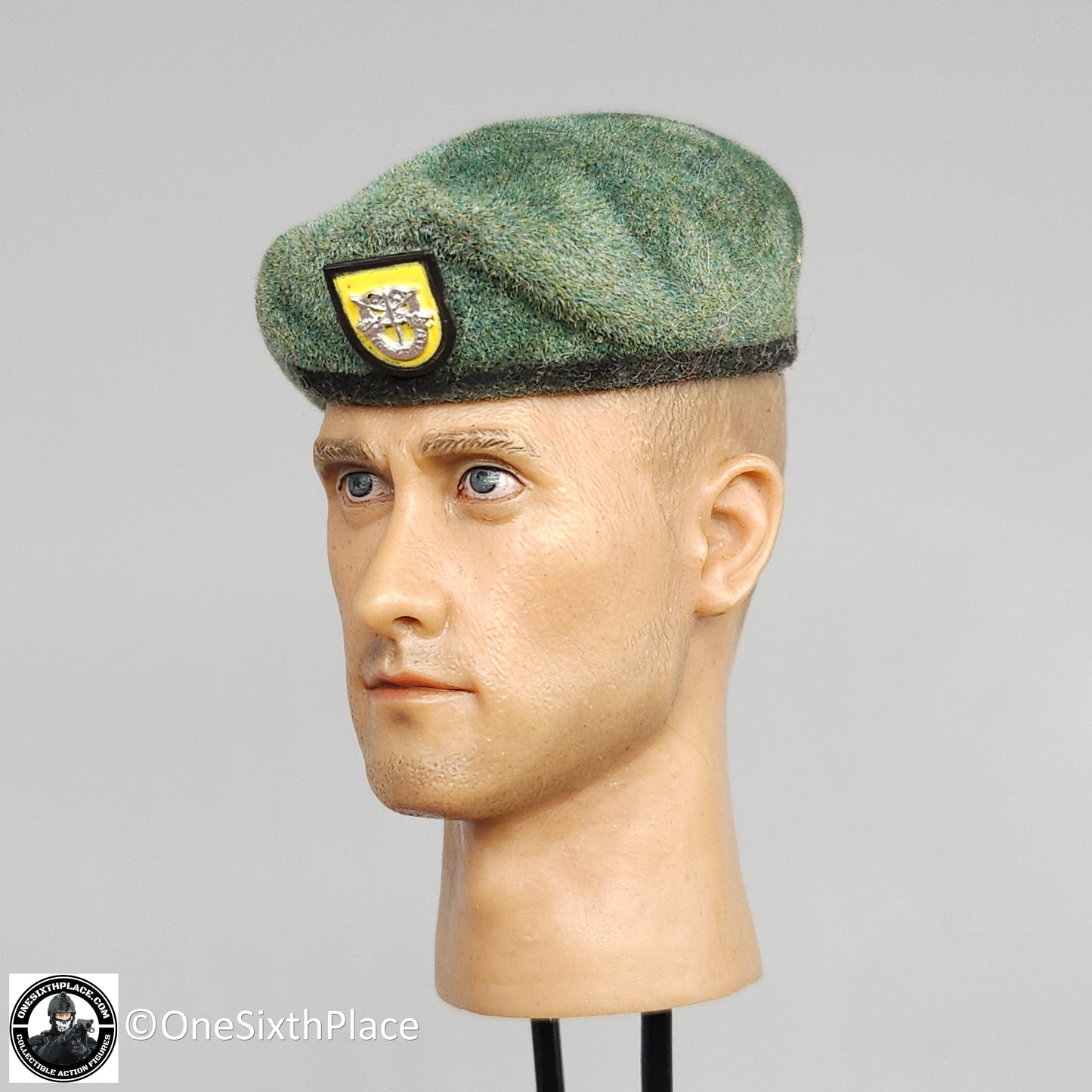 1:6 scale BBI Green Beret Eagle Molded Beret Hat (Weathered) for 12" Figures