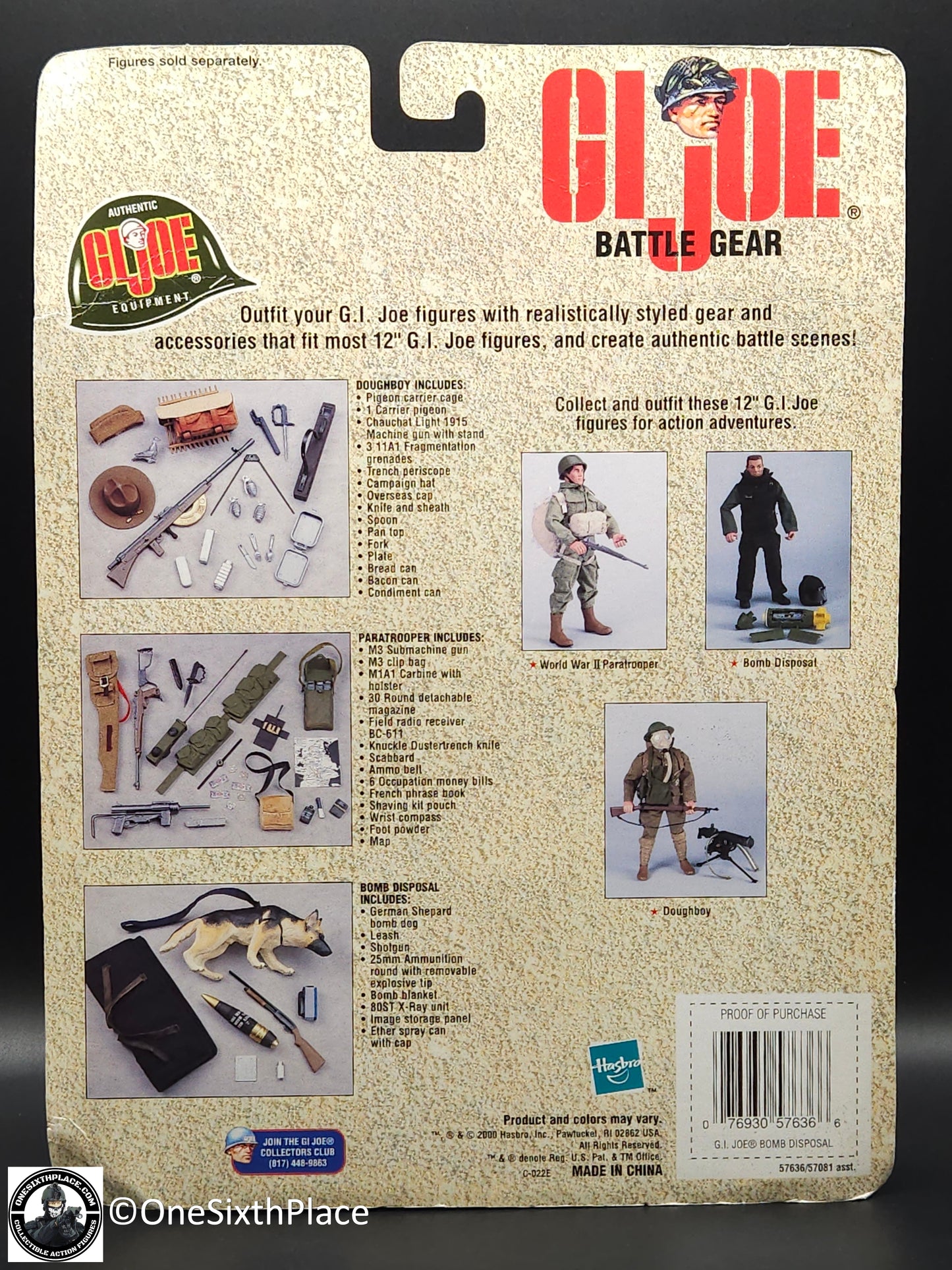 1:6 scale Hasbro GI Joe Bomb Disposal Battle Gear With German Shepherd Dog for 12" Figures