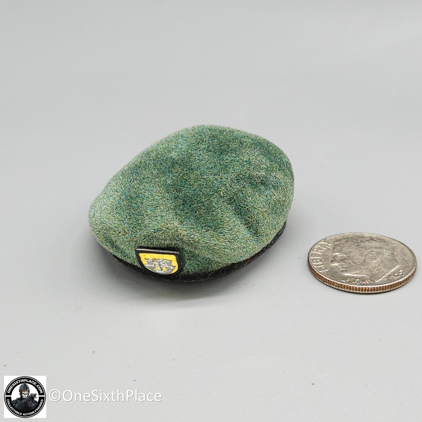 1:6 scale BBI Green Beret Eagle Molded Beret Hat (Weathered) for 12" Figures