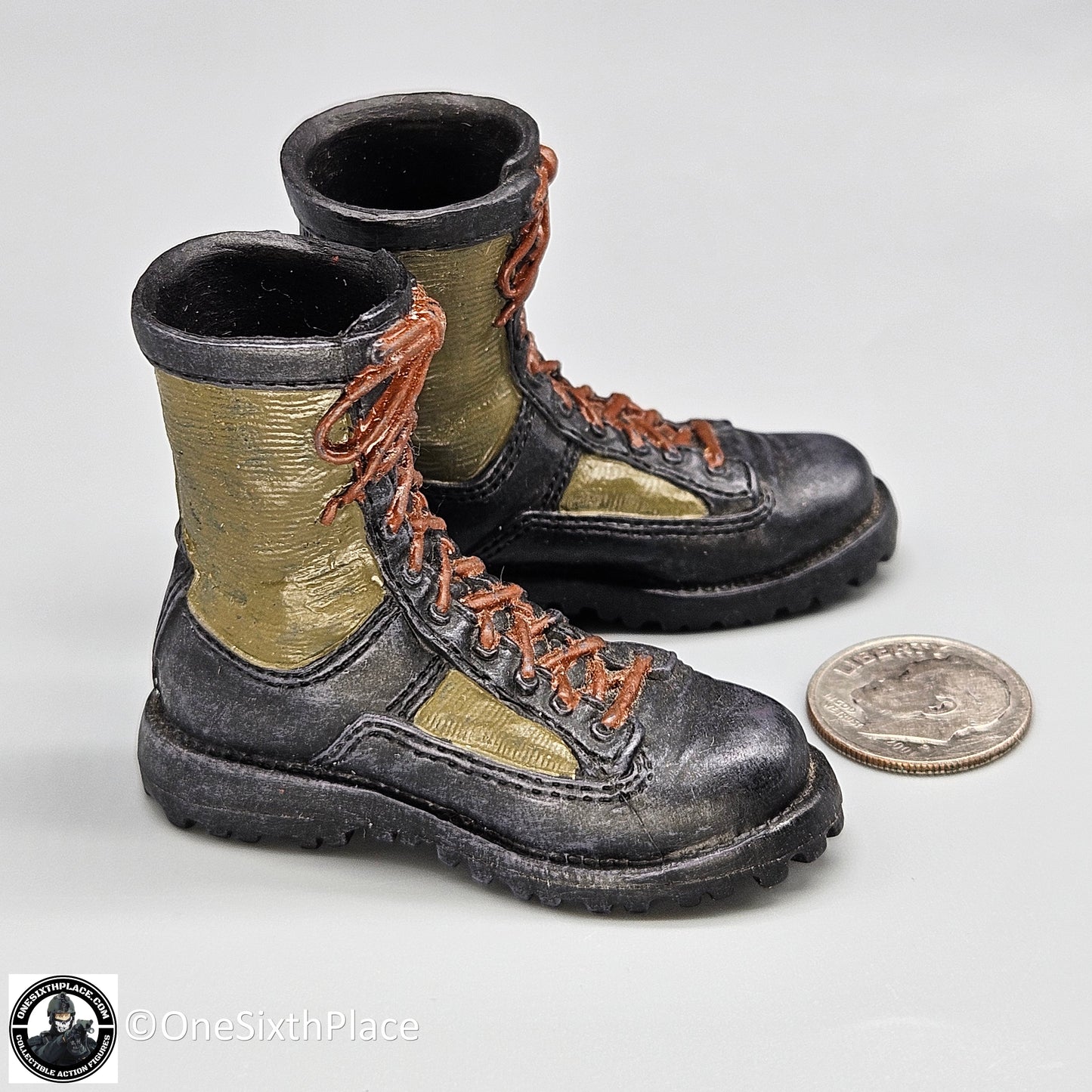 1:6 scale Molded Black Jungle Combat Boots (Peg Type) for 12" Figures