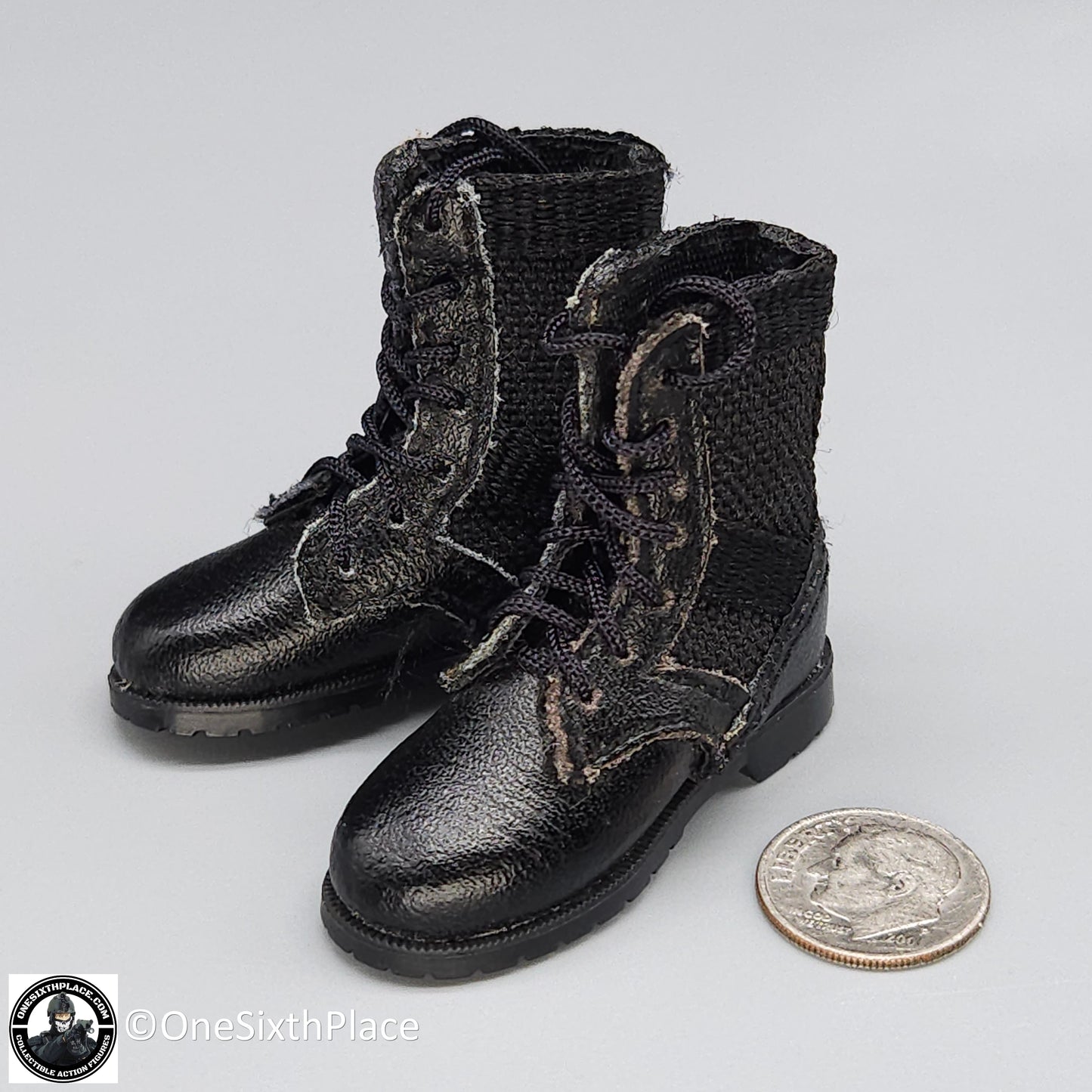 1:6 Dragon Black Cloth Danner Boots (Foot Type) for 12" Figures