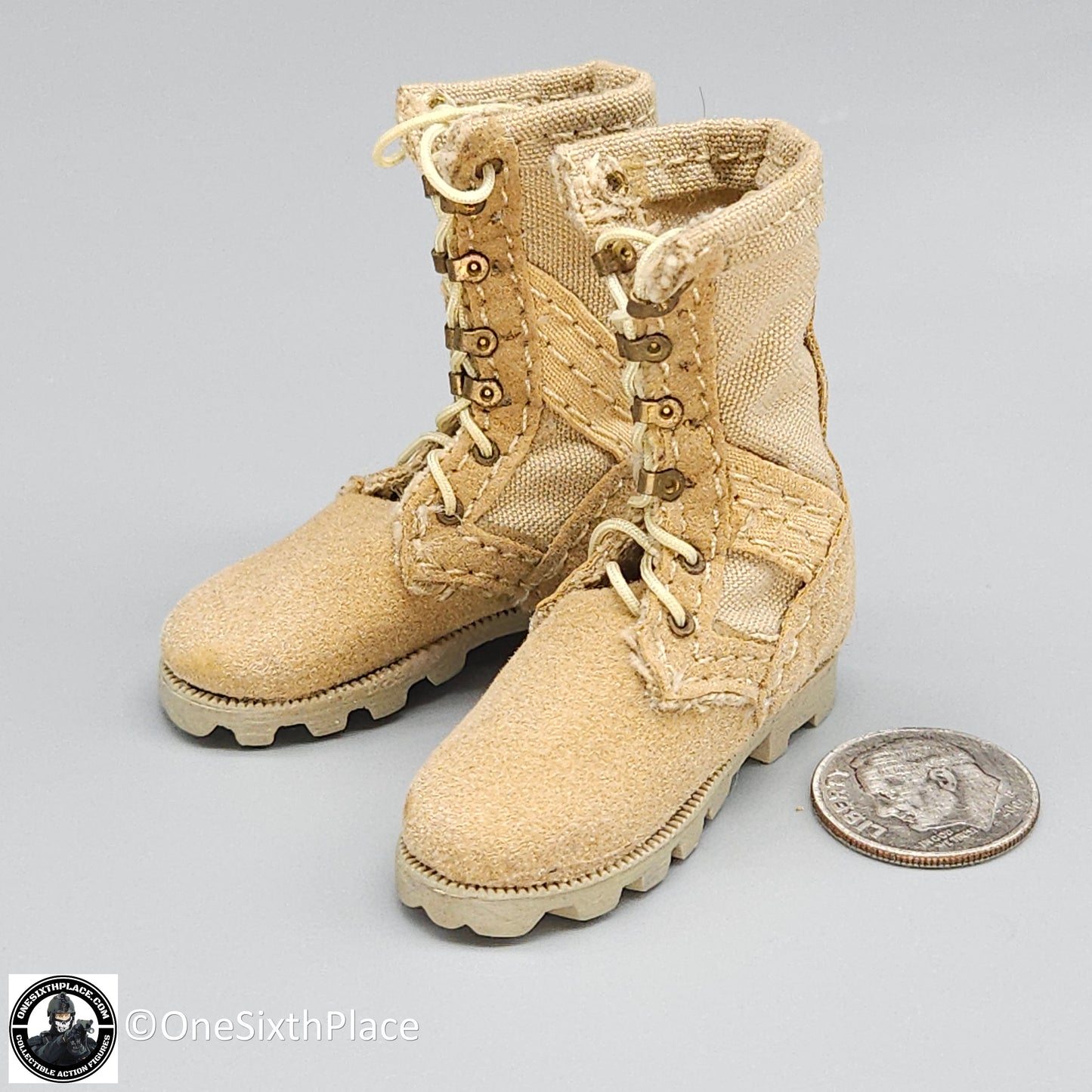 1:6 scale ACE Tan Desert Danner Boots (Foot Type) for 12" Figures