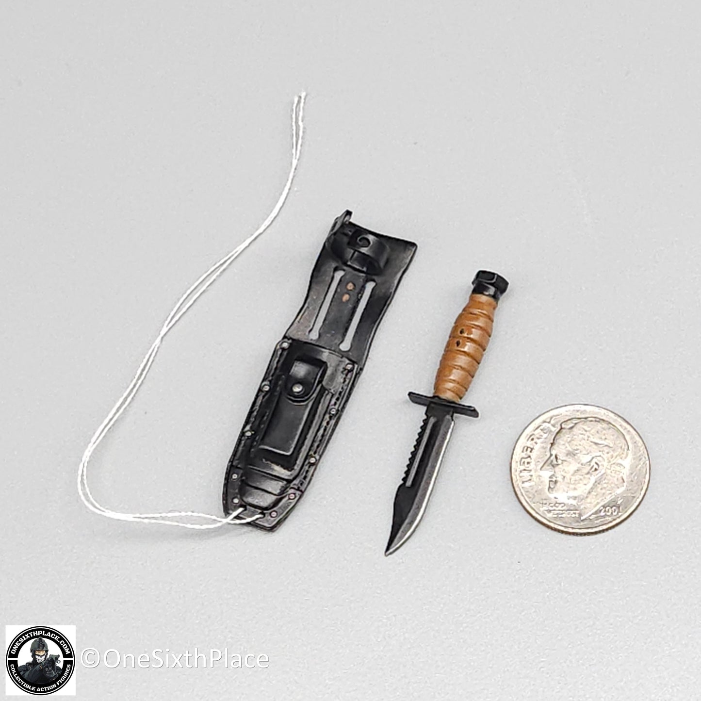 1:6 scale Dragon Pilot Survival Knife w/ Black Sheath for 12" Figures