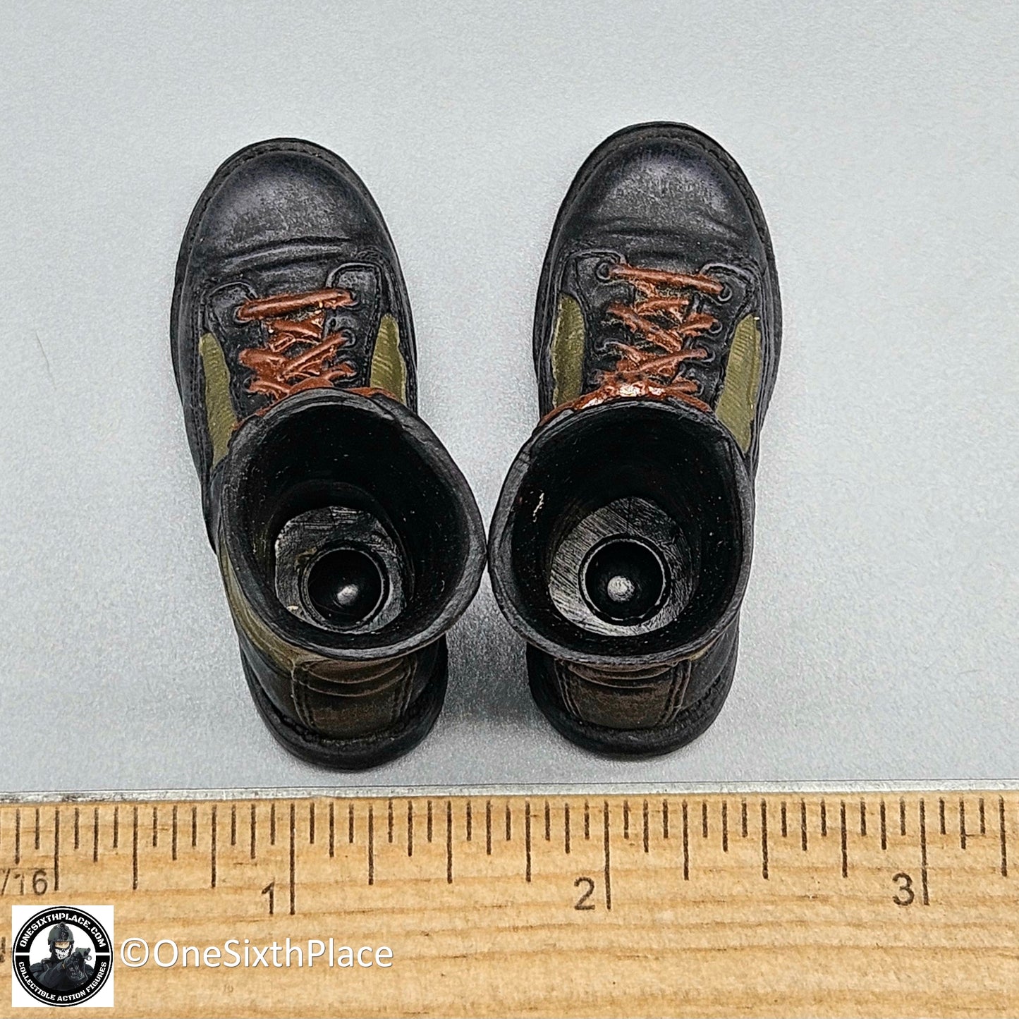 1:6 scale Molded Black Jungle Combat Boots (Peg Type) for 12" Figures