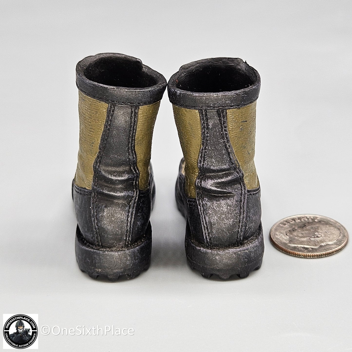 1:6 scale Molded Black Jungle Combat Boots (Peg Type) for 12" Figures