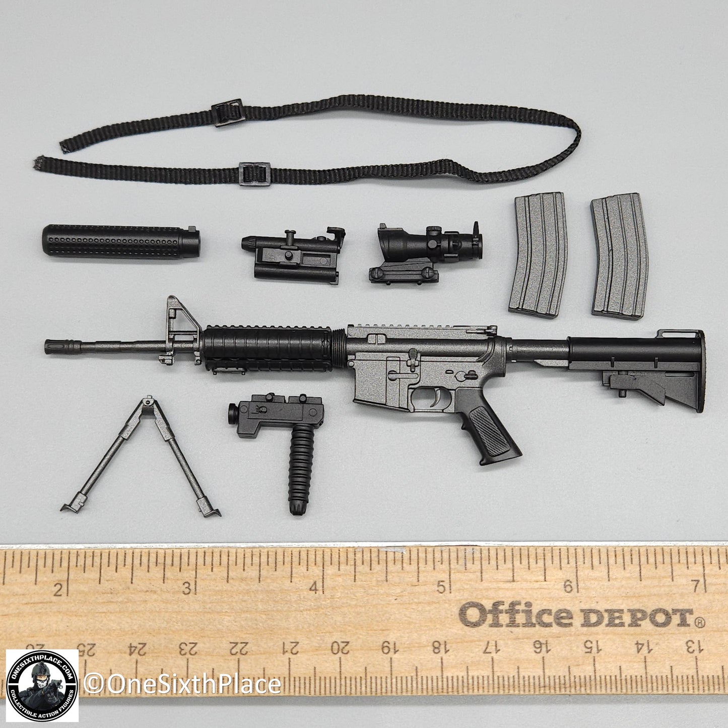 1:6 scale ZY Toys M4 SOPMOD Rifle w/ Silencer Set for 12" Figures