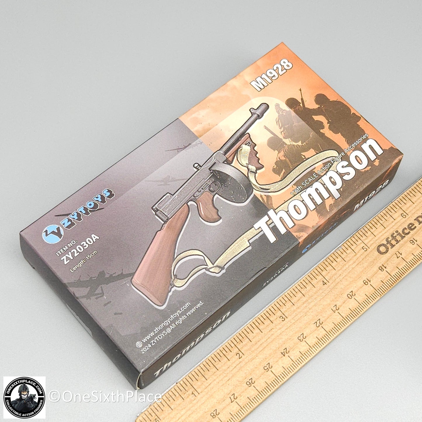 1:6 scale ZY Toys WWII US Thompson Submachine Gun w/ Drum Mag Weapon Set for 12" Figures ZY2030A