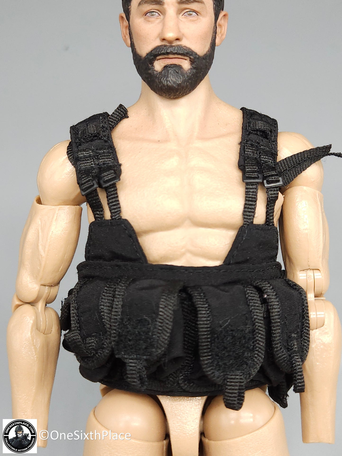 1:6 scale ACE Black Delta Force BHI Chest Rig Harness w/ Butt Pack for 12" Figures